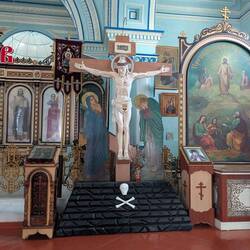 Skull and crossbones symbolism to do with Adams death and Christs victory over death - not pirates!!