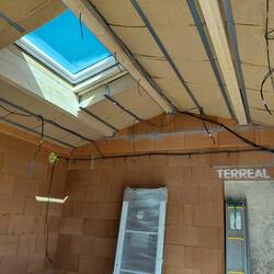 Back at the building site, the ceiling is lined