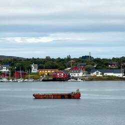 Risøyhamn from the approach channel.