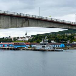 Glimpse of Sortland as we approach the bridge.
