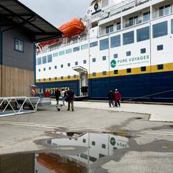On the way back to our modern vessel, I grab a quick reflection in a water puddle.