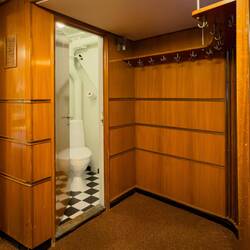 Public restroom near one of the lounges on m/s Finnmarken.