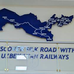 Network of Uzbekistan railways connecting cities along the Silk roads
