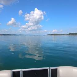 The view of my friends' lake from the boat