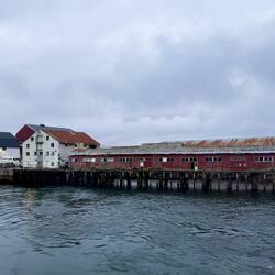 Warehouses on the shoreline.