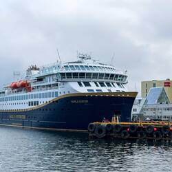 m/s Havila Castor awaiting us at the ferry terminal.