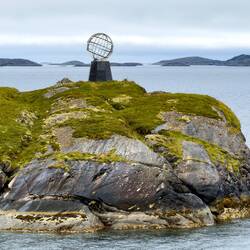 The globe on Vikingen Island marks the general location of the Arctic Circle.