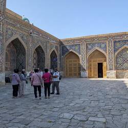 Inside Tilya-Kori Madrasa where camels would be stabled while it was still a hotel