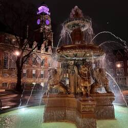 Leicester's Lion fountain twin