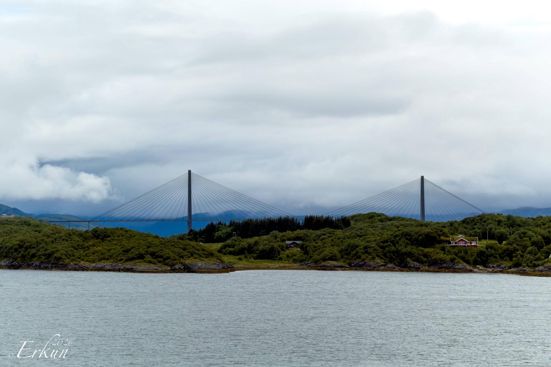 Glimpse of Helgeland Bridge as we approach Sandnessjøen.