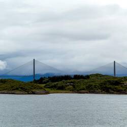 Glimpse of Helgeland Bridge as we approach Sandnessjøen.