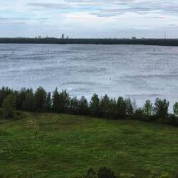 Blick über den See nach Leipzig
