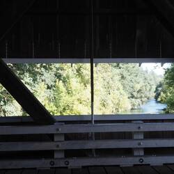 View of Fall Creek from windo on Unity Bridge