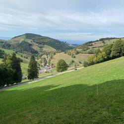 Das Münstertal ist erreicht, ganz hinten der Kaiserstuhl