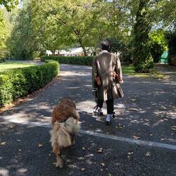 Our charming guide with Soiel, the dog/bear following