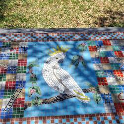 Snakes and ladders picnic table in the main street of Alpha