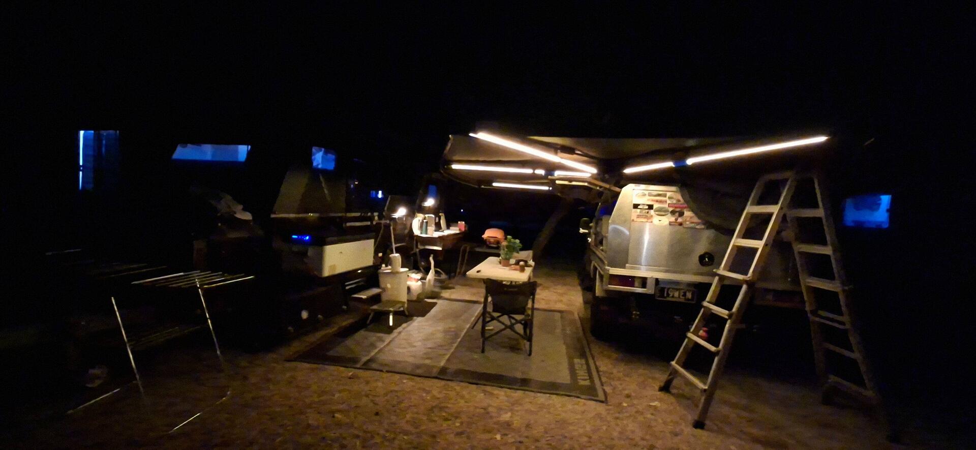 Our campsite at night