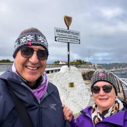 The Brønnøysund sign ... marking the geographic center of Norway.