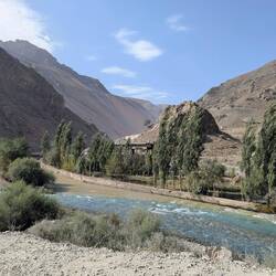 Shing river with glimpse of Chinese gold mine top left