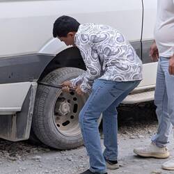 The wheel needs to be fixed before we can set off