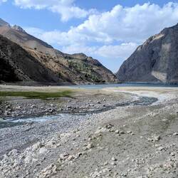 On the way down, driving through the lake bed