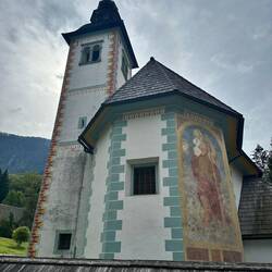 With a fresco of Saint Christopher.