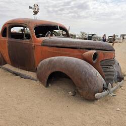 Old vehicles adorned the restaurant
