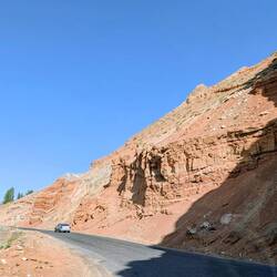 Here it comes - the zigzag road up the Sharistan pass starts here - steeper than it looks
