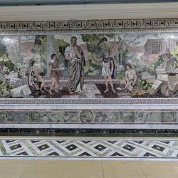 Mosaic depicting Alexander the Great and his teacher/mentor Aristotle