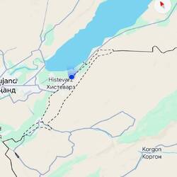 Tajikistan-Kyrgyzstan disputed border on the one side, the artificial lake on the other