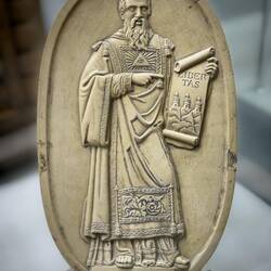 19th century bas-relief carving of Deacon St Marinus — State Museum.