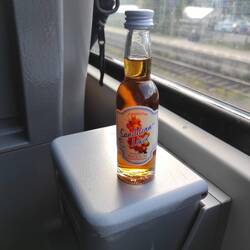 Der Zug steht wegen Böschungsbrand. Da hilft nur Alkohol 🥂