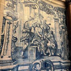 Many sides of the church are covered with these azulejo tiles.
