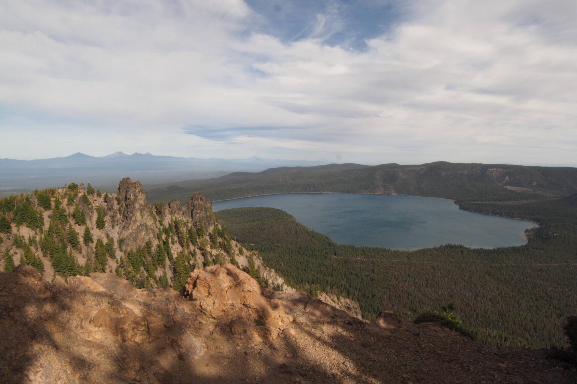 View from Paulina Peak of craggs and Paulina Lake
