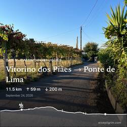 Fernanda's is 2.4km before Vitorino dos Piães, and so today's distance was really 13.9km