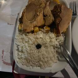 This was a half portion of the roast pork with rice and sauted potatoes