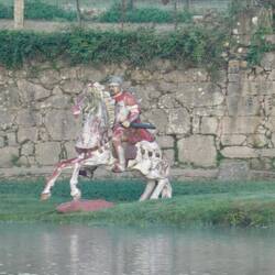 Sculpture of the Roman general calling back to his men across the Lima - see yesterday's post