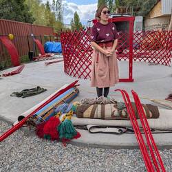 The pieces for the yurt are ready ... apparently they can be transported on 2 horses