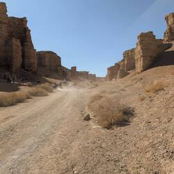 Dusty road especially when the little buses drive past