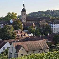 Blick vom Michelsberg auf St. Jakob, im Hintergrund die Feste Altenburg