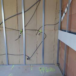 Wiring is progressing over the 140mm wood insulation