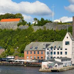 Upper Left: Fredriksberg Fortress (1666); Lower Right: the old sardine factory; now cultural center.