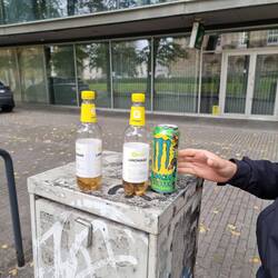 Perfekt, gratis Getränk am Wegrand