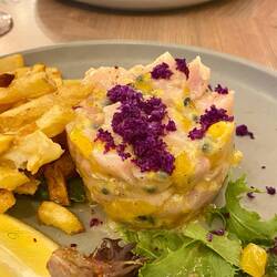 Tatar von geräucheter Forelle mit Passionsfrucht