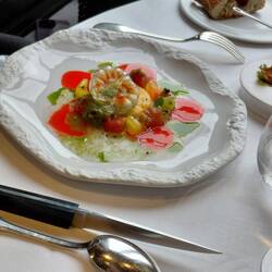 And the waiter cut the top tomato which released a green tomato juice. It was spectacular