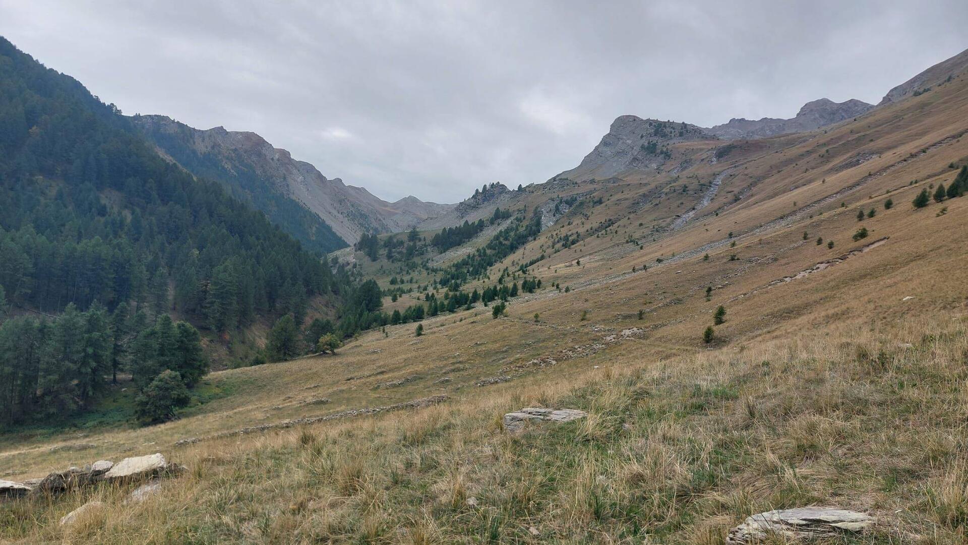 På vej op i dalen Vallon de Parassac i morges