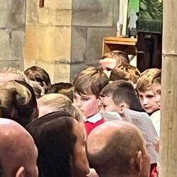 There's our boy in the red sweatshirt.