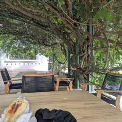 V nice terrace with my supermarket haul