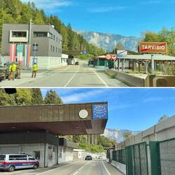 Auch hier schon wieder wenden (Verbot 3.5t)?, Zollbeamte lässt uns passieren.