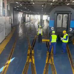 Sped-up (2x) version of the clip Mui took of the train being loaded on the ferry.